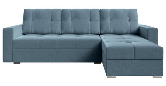 ECKSOFA  in Samt Blau  - Chromfarben/Blau, KONVENTIONELL, Kunststoff/Textil (233/140cm) - Carryhome