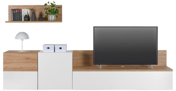 WOHNWAND 4-teilig  in Weiß, Eiche Artisan  295/65/42 cm  - Schwarz/Weiß, MODERN, Holzwerkstoff/Kunststoff (295/65/42cm) - Carryhome