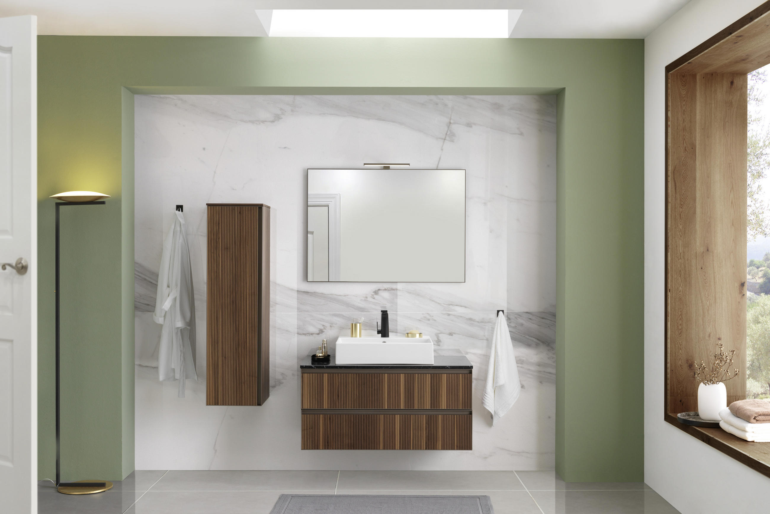 MIDISCHRANK 35/125/37 cm  - Nussbaumfarben/Bronzefarben, Design, Glas/Holz (35/125/37cm) - Dieter Knoll