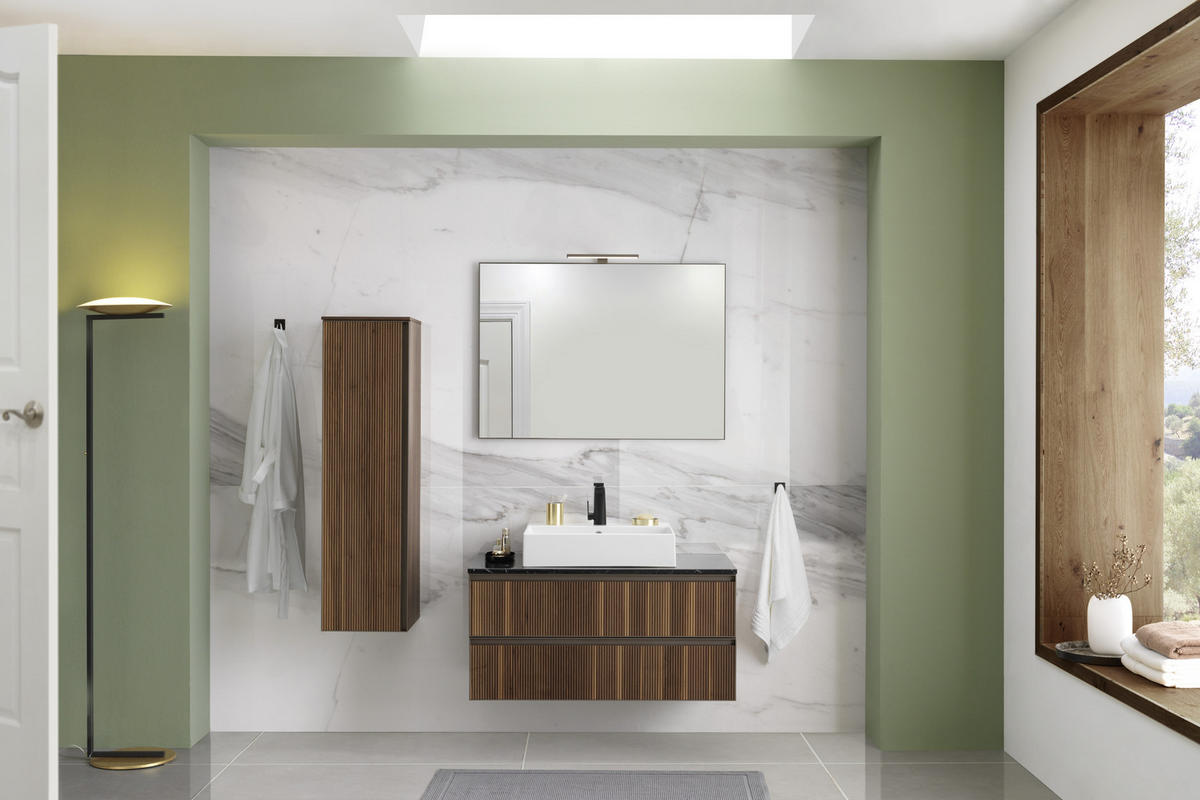 MIDISCHRANK 35/125/37 cm  - Nussbaumfarben/Bronzefarben, Design, Glas/Holz (35/125/37cm) - Dieter Knoll
