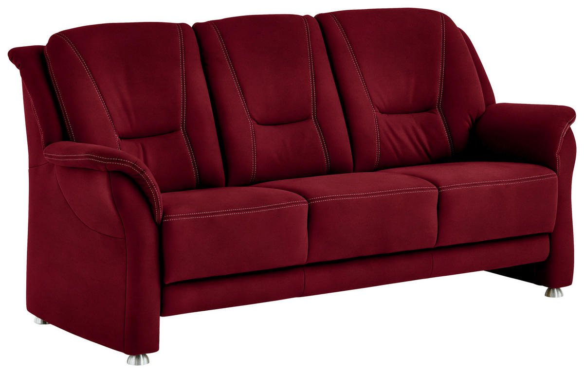 3-SITZER-SOFA in Mikrofaser Hellrot  - Hellrot/Beige, Konventionell, Textil/Metall (198/100/89cm) - Beldomo Comfort