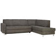 ECKSOFA in Flachgewebe Grau  256/198 cm  - Chromfarben/Grau, Design, Kunststoff/Textil (256/198cm) - Xora