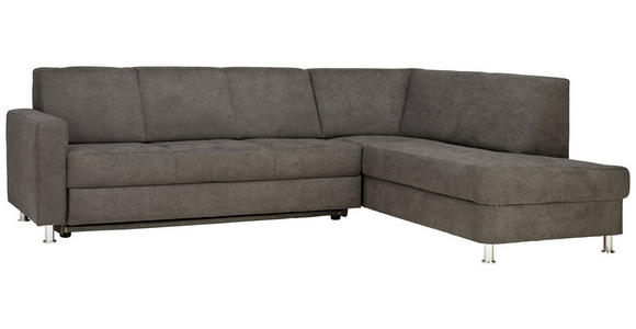 ECKSOFA in Flachgewebe Grau  256/198 cm  - Chromfarben/Grau, Design, Kunststoff/Textil (256/198cm) - Xora