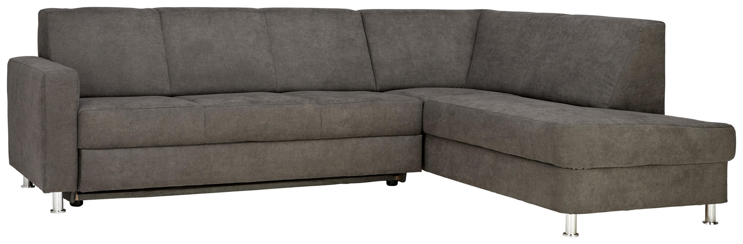 ECKSOFA in Flachgewebe Grau  - Chromfarben/Grau, Design, Kunststoff/Textil (256/198cm) - Xora