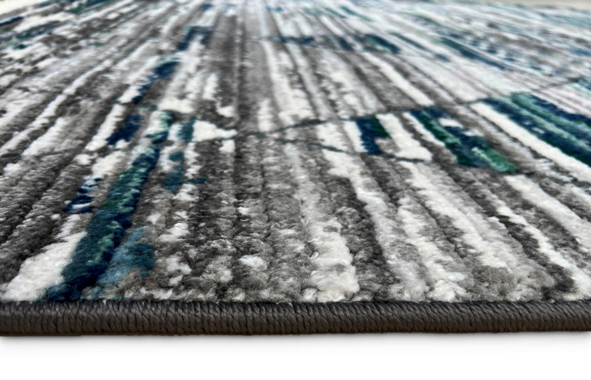 LÄUFER 80/300 cm Intense Grau, Weiß, Dunkelblau  - Weiß/Dunkelblau, KONVENTIONELL, Textil (80/300cm)