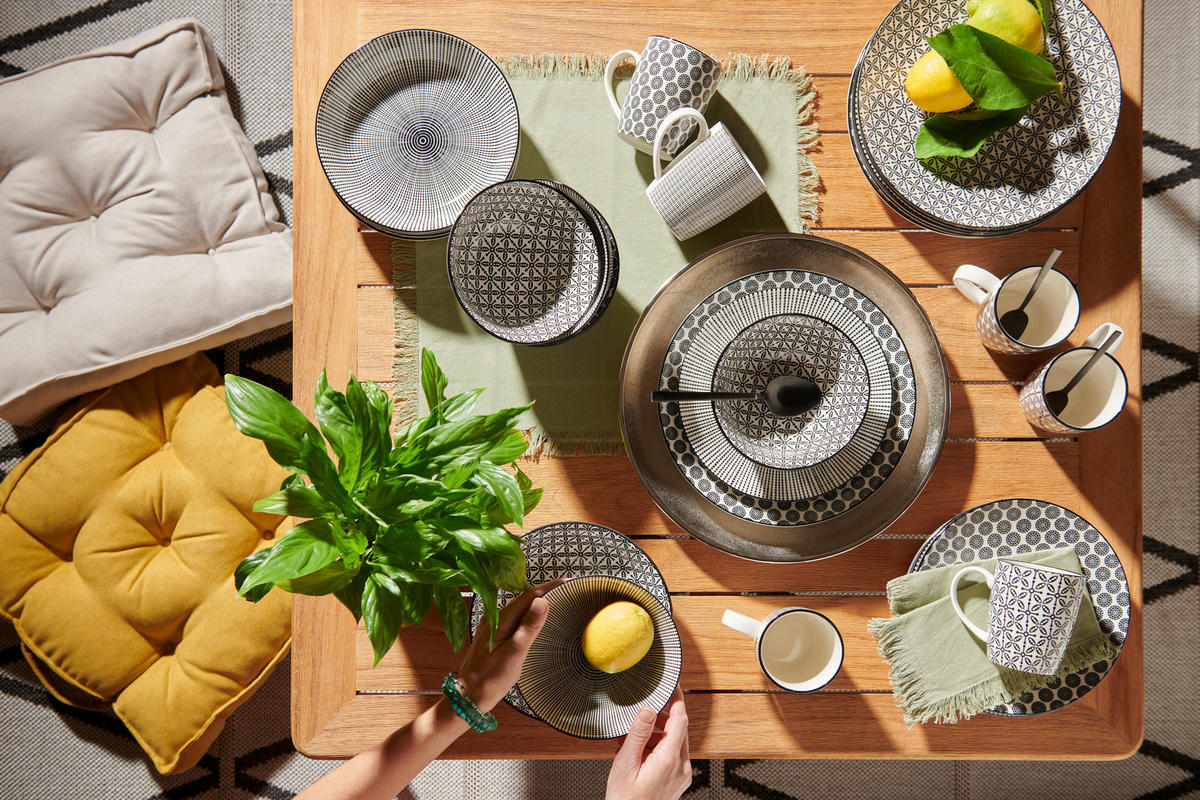 KOMBINOVANÝ SERVIS, 30-dielne, porcelán - čierna/biela, Lifestyle, keramika - Ritzenhoff Breker