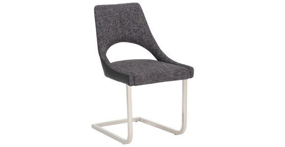 SCHWINGSTUHL Lederlook, Flachgewebe Anthrazit, Schwarz, Edelstahlfarben - Edelstahlfarben/Anthrazit, Design, Textil/Metall (50/87/60cm) - Dieter Knoll