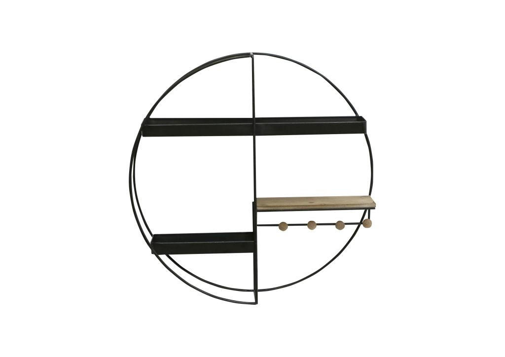 POLICA ZIDNA crna, prirodne boje  drvo, metal, drvni materijal  - prirodne boje/crna, Moderno, drvni materijal/metal (60/60/16,5cm)