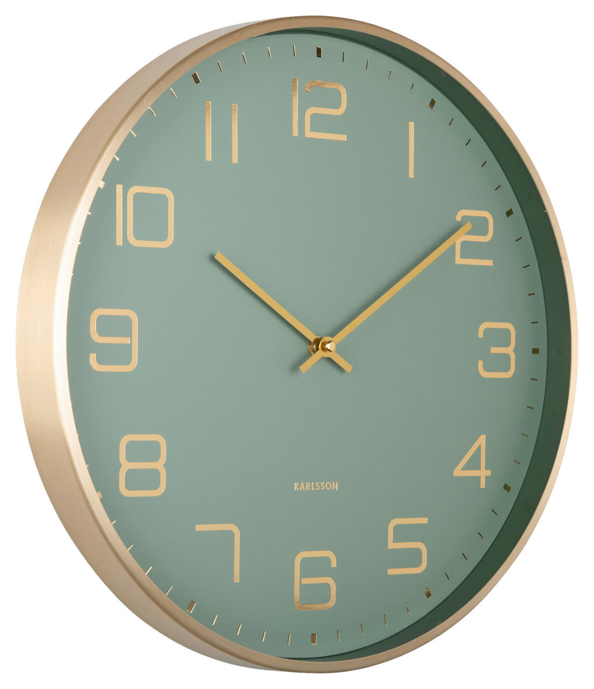 WANDUHR  Hellgrün, Goldfarben  - Goldfarben/Hellgrün, Basics, Metall (40/40/4,2cm) - Karlsson