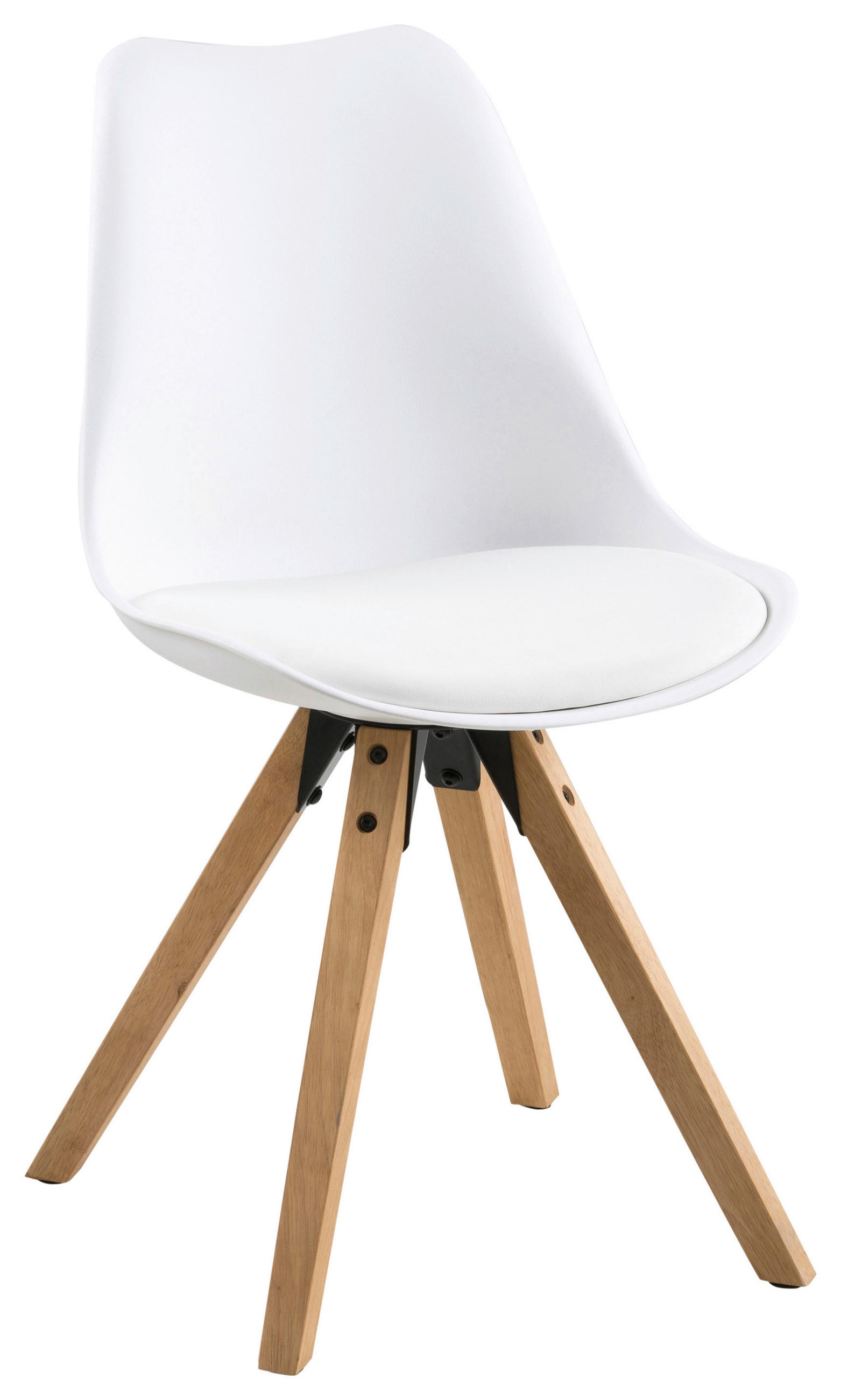 STUHL Lederlook Weiß, Eichefarben - Eichefarben/Weiß, Design, Holz/Kunststoff (48/85/55cm) - Carryhome