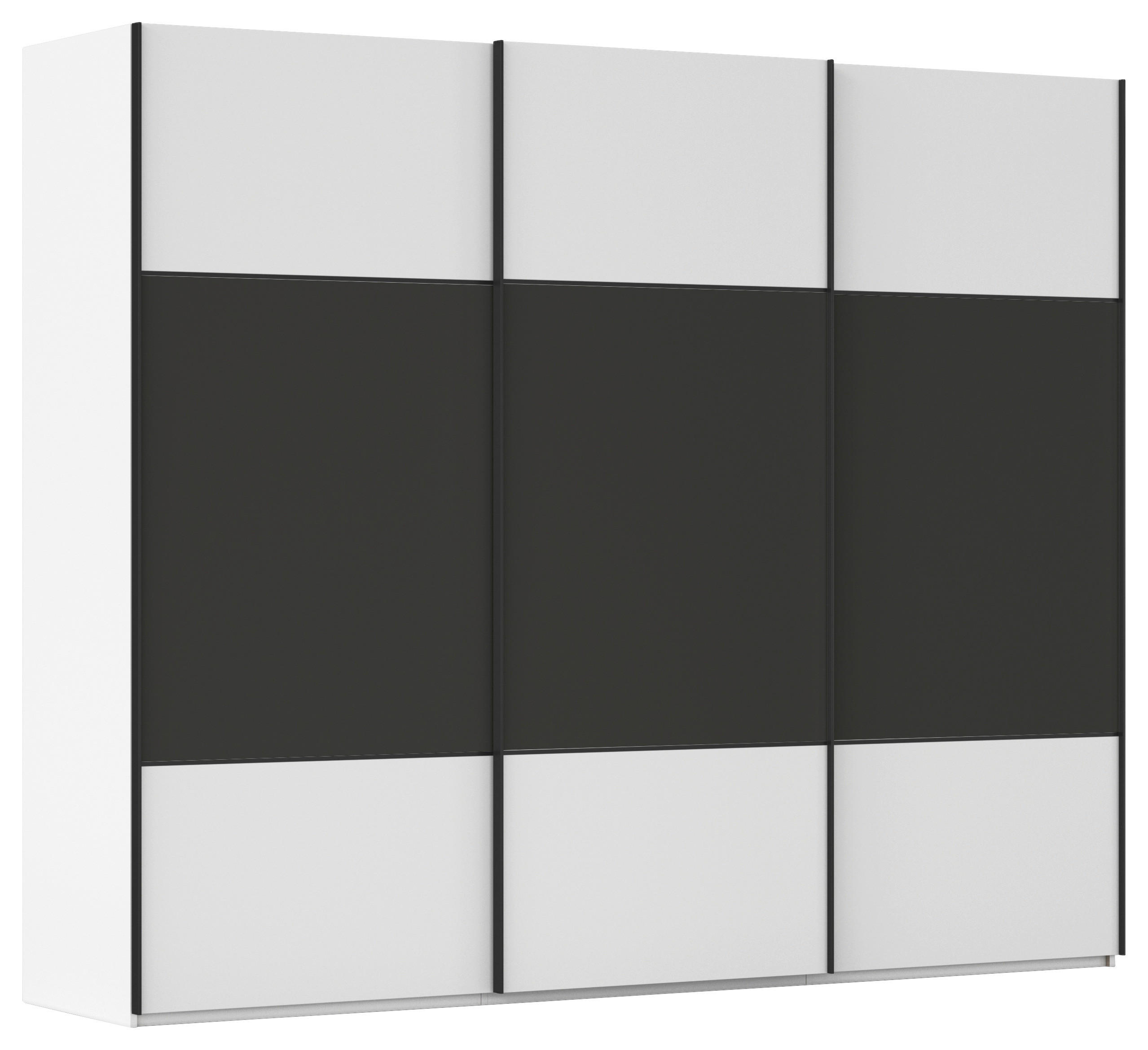 SCHWEBETÜRENSCHRANK 301/223/68 cm 3-türig Graphitfarben, Weiß  - Schwarz/Graphitfarben, KONVENTIONELL, Holzwerkstoff/Metall (301/223/68cm) - Novel
