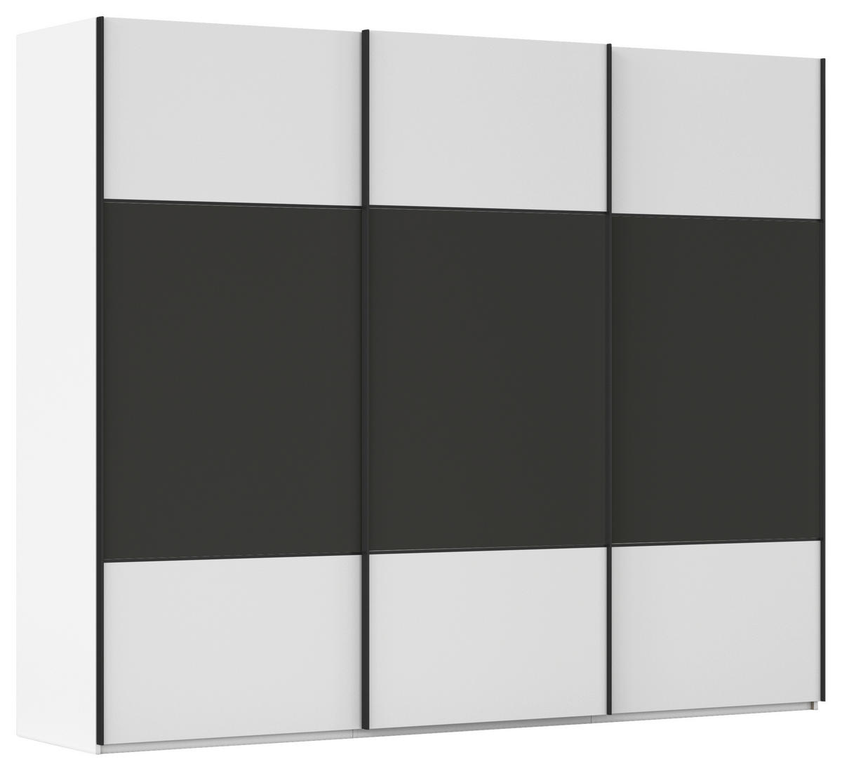 SCHWEBETÜRENSCHRANK 301/223/68 cm 3-türig Graphitfarben, Weiß  - Schwarz/Graphitfarben, KONVENTIONELL, Holzwerkstoff/Metall (301/223/68cm) - Novel