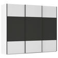 SCHWEBETÜRENSCHRANK 301/223/68 cm 3-türig Graphitfarben, Weiß  - Schwarz/Graphitfarben, KONVENTIONELL, Holzwerkstoff/Metall (301/223/68cm) - Novel