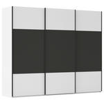 SCHWEBETÜRENSCHRANK 271/223/68 cm 3-türig Graphitfarben, Weiß  - Schwarz/Graphitfarben, KONVENTIONELL, Holzwerkstoff/Metall (271/223/68cm) - Novel