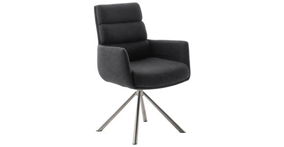 ARMLEHNSTUHL in Edelstahl Webstoff - Edelstahlfarben/Anthrazit, Design, Textil/Metall (61/90/64cm) - Dieter Knoll