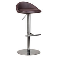 BARHOCKER Lederlook Braun Sitzfläche 360° drehbar  - Silberfarben/Braun, MODERN, Textil/Metall (43/54-79/43cm) - MID.YOU