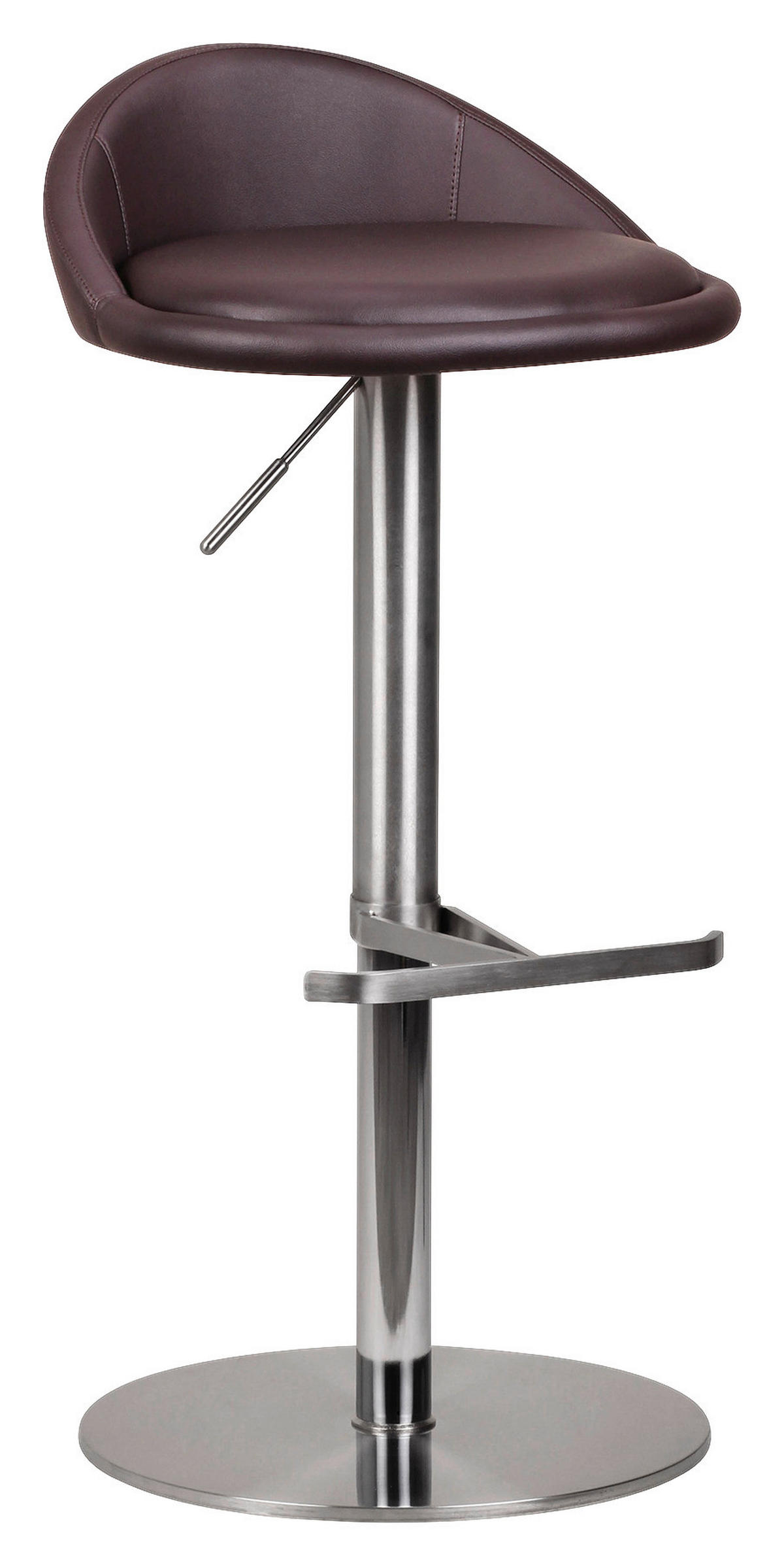 BARHOCKER Lederlook Braun Sitzfläche 360° drehbar  - Silberfarben/Braun, MODERN, Textil/Metall (43/54-79/43cm) - MID.YOU