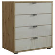 KOMMODE , 60/70/43 cm, 4 Schublade(n)  - Schieferfarben/Eiche Bianco, KONVENTIONELL, Glas/Holzwerkstoff (60/70/43cm) - Dieter Knoll