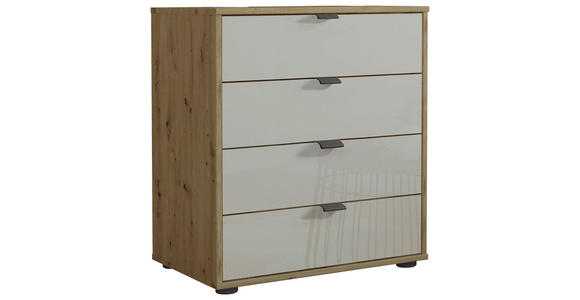 KOMMODE , 60/70/43 cm, 4 Schublade(n)  - Schieferfarben/Eiche Bianco, KONVENTIONELL, Glas/Holzwerkstoff (60/70/43cm) - Dieter Knoll