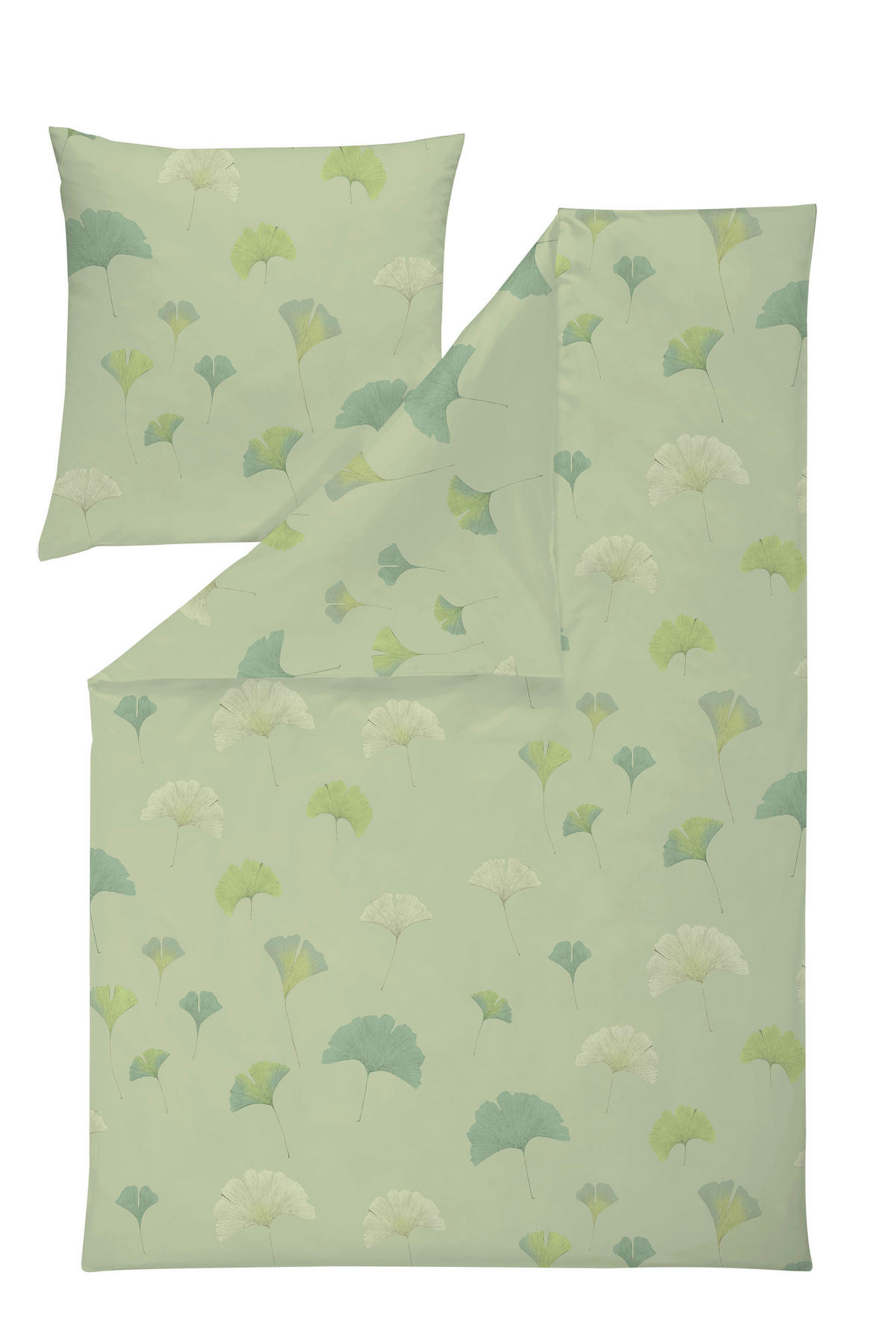 BETTWÄSCHE GINKO Satin 135/200 cm  - Grün, Basics, Textil (135/200cm) - Estella