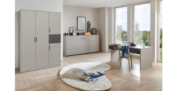 DREHTÜRENSCHRANK  in Graphitfarben, Grau, Sahara  - Schwarz/Graphitfarben, Design, Holzwerkstoff (135/198/58cm) - Carryhome