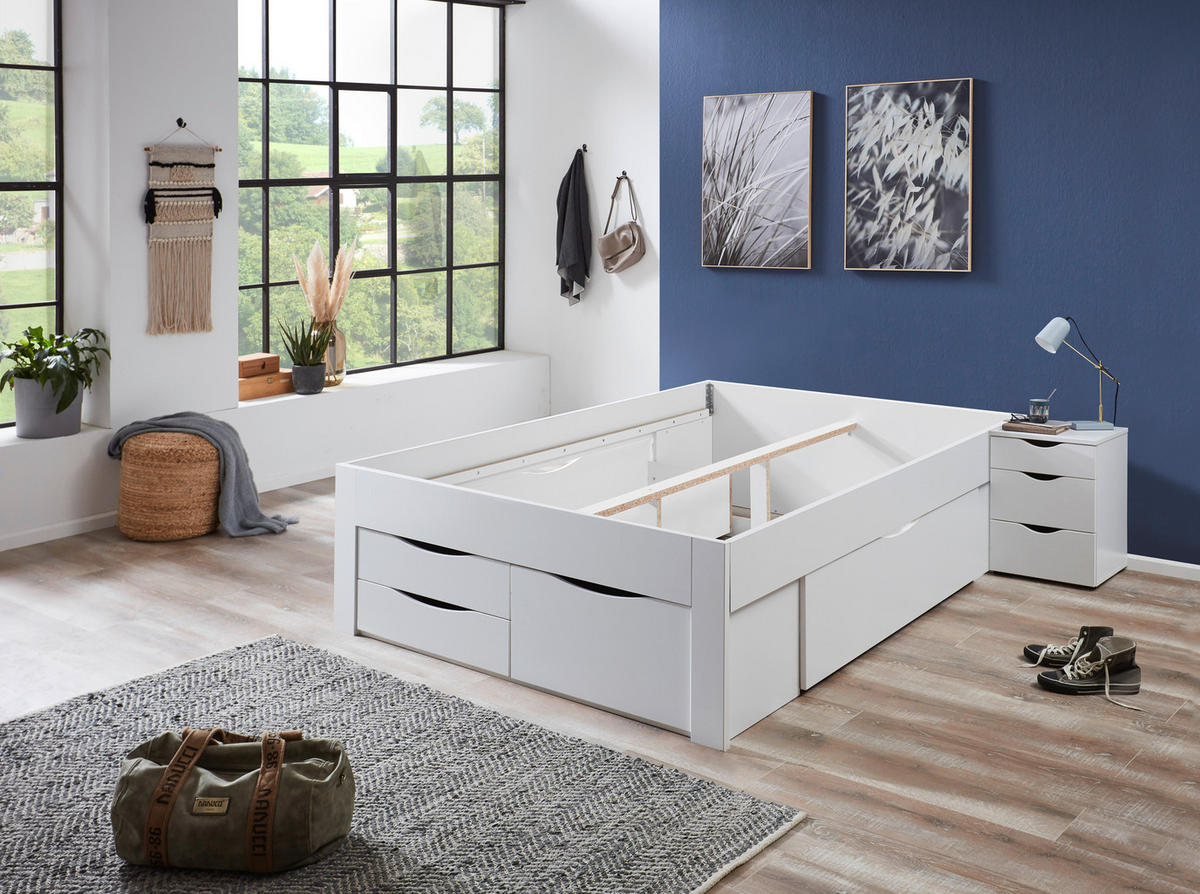 STAURAUMBETT 140/200 cm  in Weiß  - Weiß, KONVENTIONELL, Holzwerkstoff (140/200cm) - Boxxx