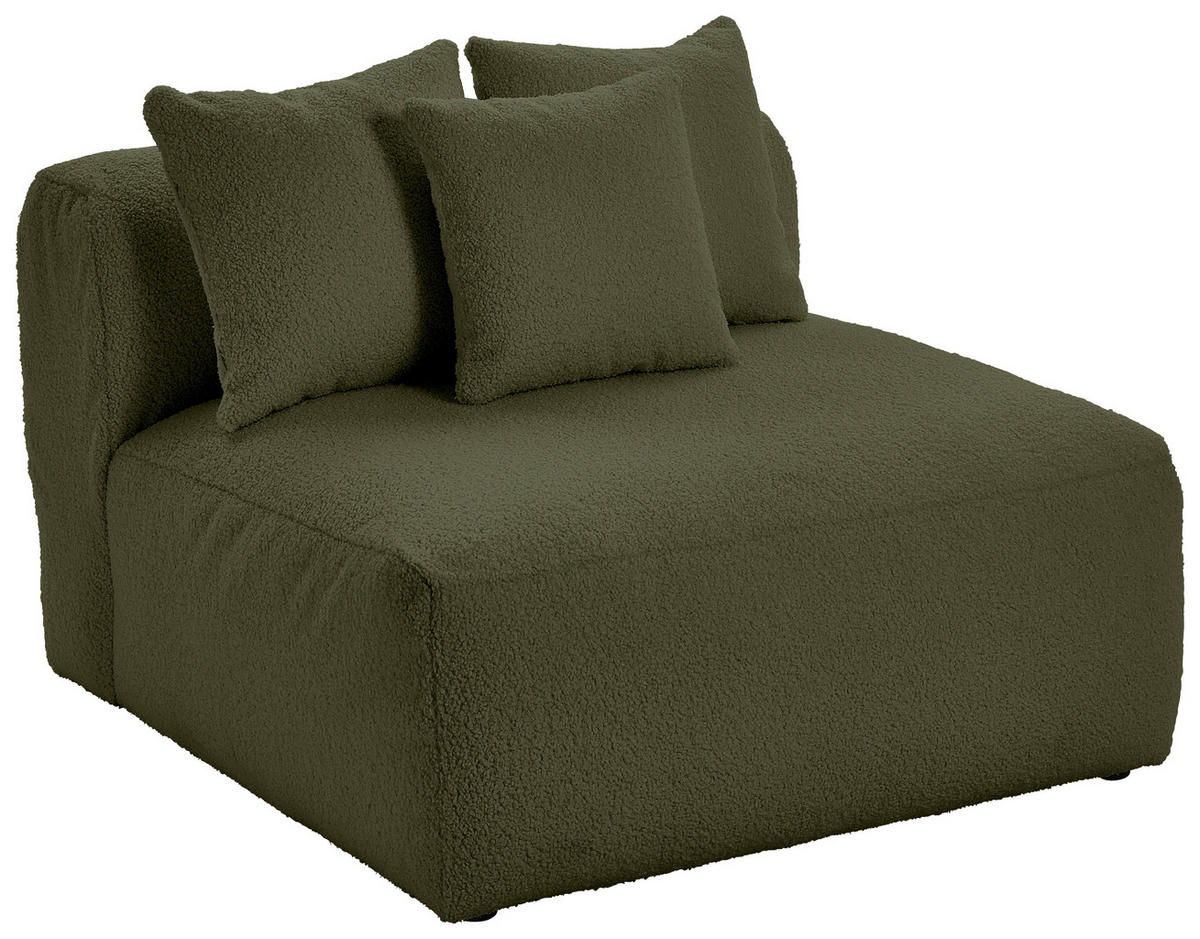 SOFAELEMENT BLOOM Flachgewebe, Teddystoff Olivgrün  - Olivgrün, Trend, Textil (100/70/122cm) - Livetastic