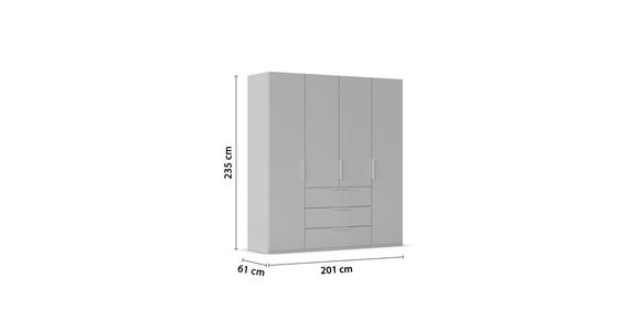 DREHTÜRENSCHRANK 201/235/61 cm,  in Weiß, 4-türig  - Weiß, Basics, Holzwerkstoff/Metall (201/235/61cm) - Novel
