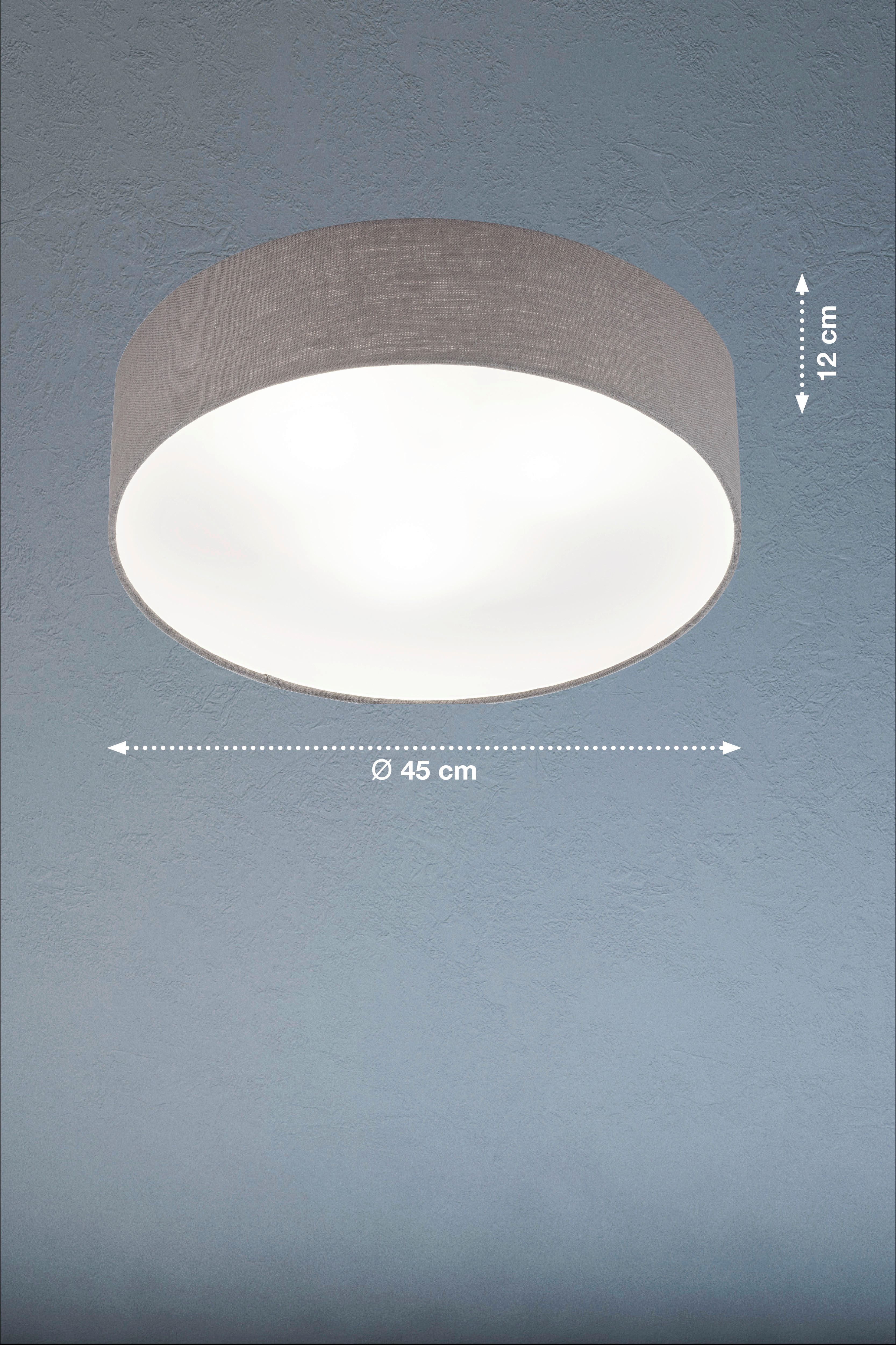 DECKENLEUCHTE Maat  - Weiß/Grau, Basics, Glas/Textil (45/10cm) - Fischer & Honsel