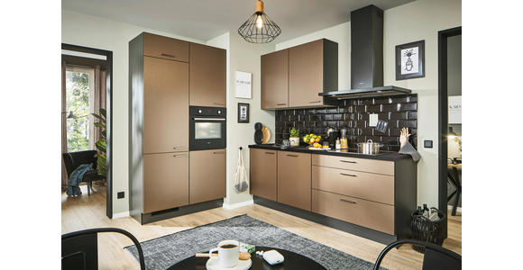 ECKKÜCHE 120/220 cm in Graphitfarben, Schwarz, Bronzefarben - Chromfarben/Schwarz, Design, Holzwerkstoff/Metall (120/220cm) - Xora