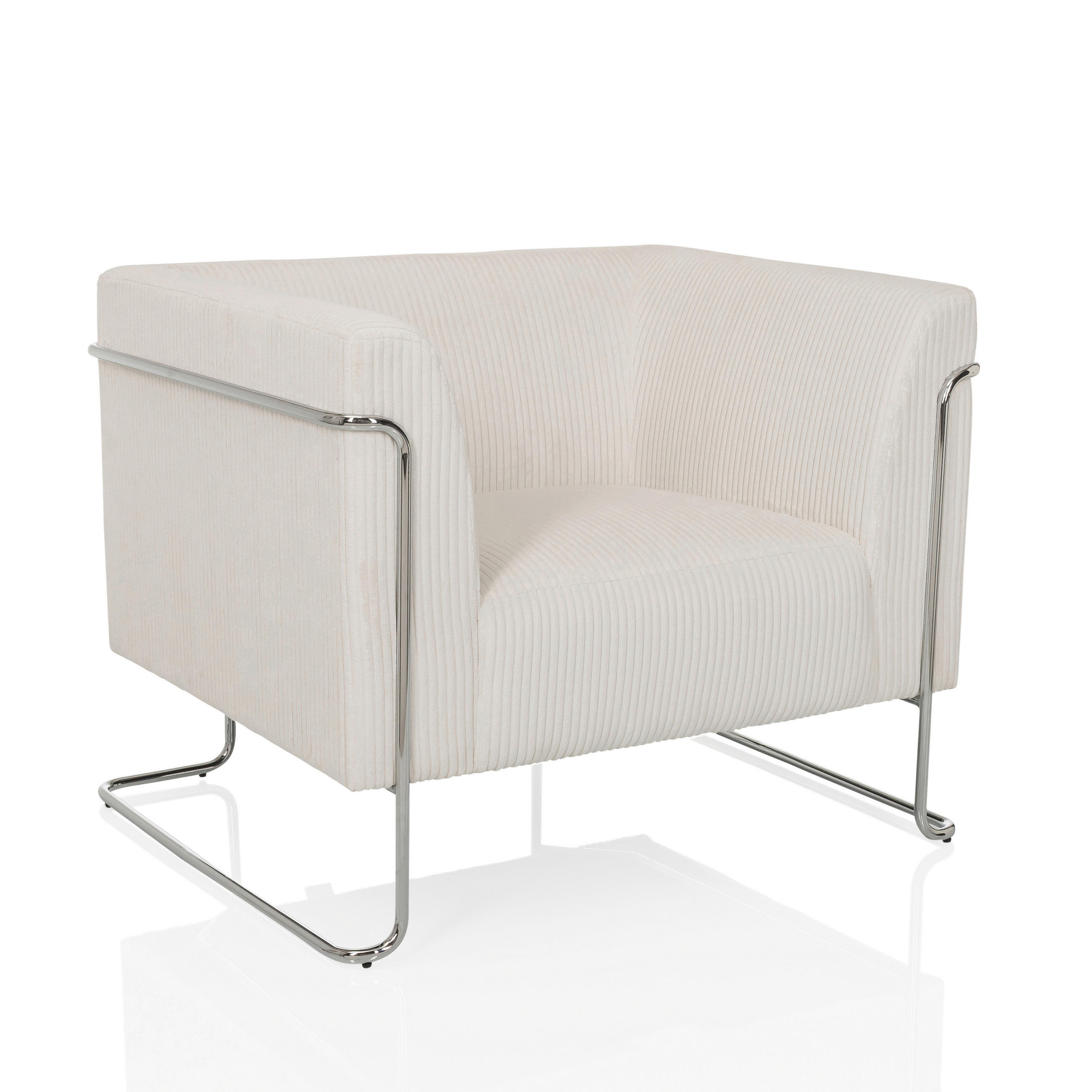 LOUNGEFÅTÖLJ  - vit/silver, Modern, metall/textil (88/74/74cm) - MID.YOU