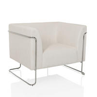 LOUNGESESSEL Cord Weiß    - Silberfarben/Weiß, MODERN, Textil/Metall (88/74/74cm) - MID.YOU