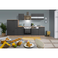 KÜCHENBLOCK 310 cm   in Grau  - Edelstahlfarben/Eichefarben, Basics, Holzwerkstoff/Metall (310cm) - Respekta