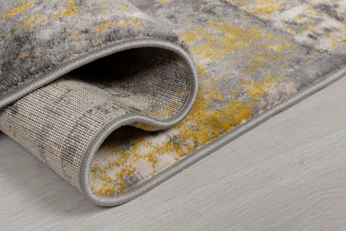 Teppich gewebt rechteckig 150x80 cm Gelb/Grau