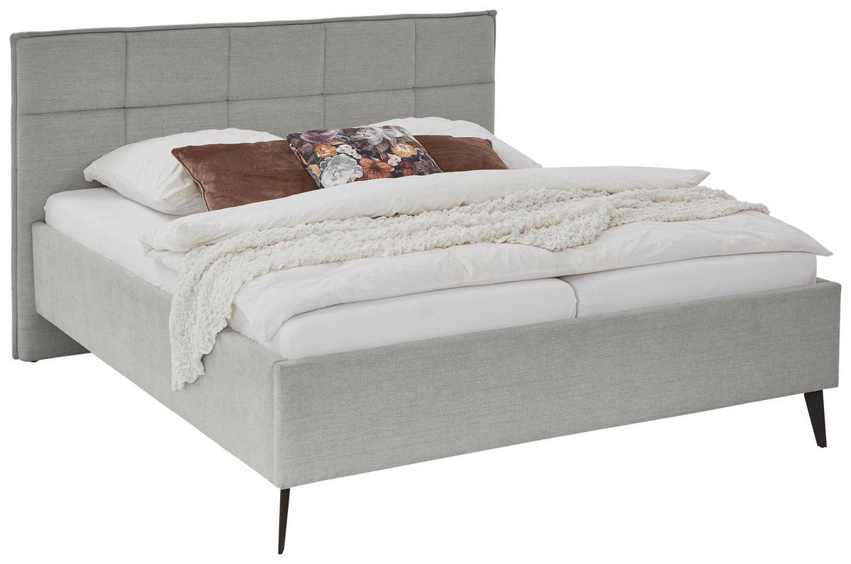 POLSTERBETT Lattenrost, Bettkasten 180/200 cm  in Hellgrau  - Birkefarben/Buchefarben, Design, Holz/Textil (180/200cm) - Xora