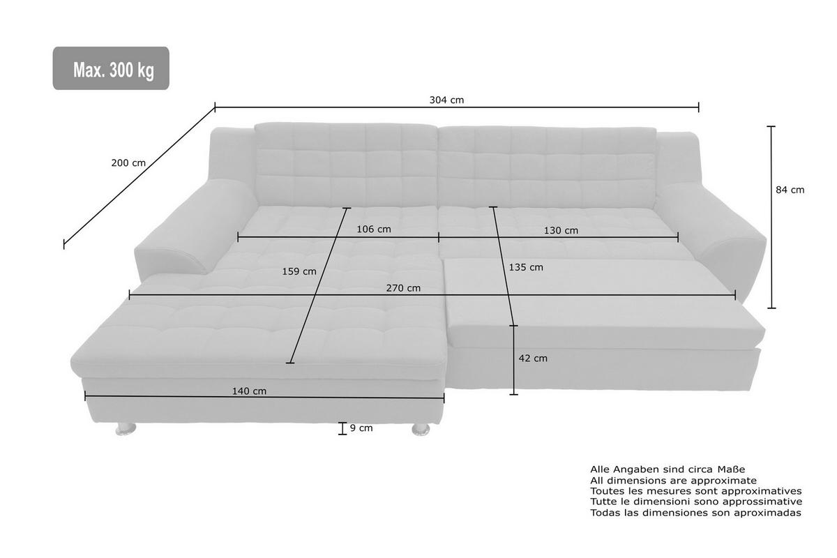 ECKSCHLAFSOFA MORTON Taupe Mikrofaser  - Taupe/Chromfarben, MODERN, Textil/Metall (304/200/84cm) - MID.YOU