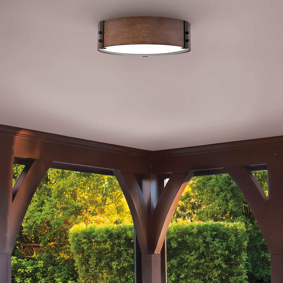 TAKLAMPA UTOMHUS Inglenook Outdoor 12/38 cm  - skogsek/mörkbrun, Klassisk, metall (12/38cm) - Elstead Lighting