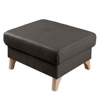 HOCKER in Textil, Leder Dunkelbraun  - Dunkelbraun/Buchefarben, Design, Leder/Holz (70/44/60cm) - Livetastic