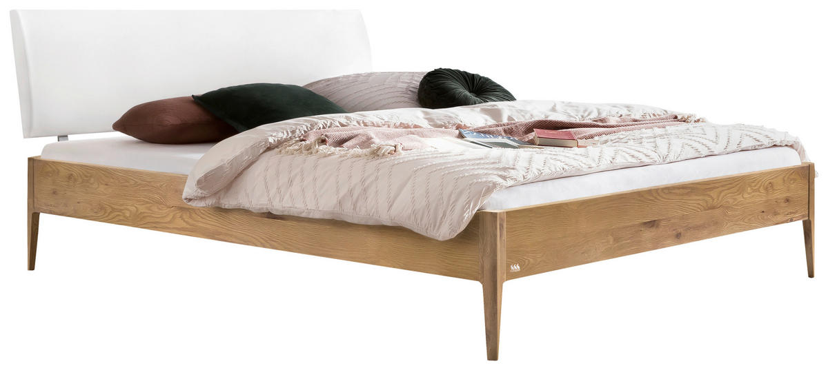 BETT 180/200 cm  in Weiß, Wildeiche  - Wildeiche/Weiß, KONVENTIONELL, Holz (180/200cm) - Hasena