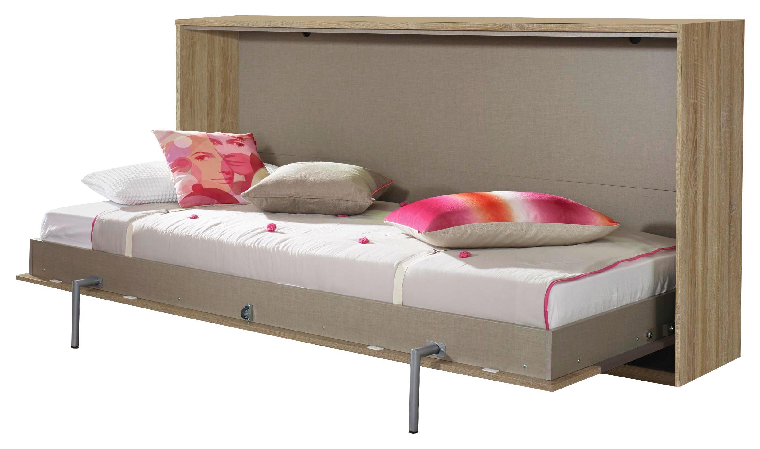 Klappbett in Holzwerkstoff Grau, Eichefarben