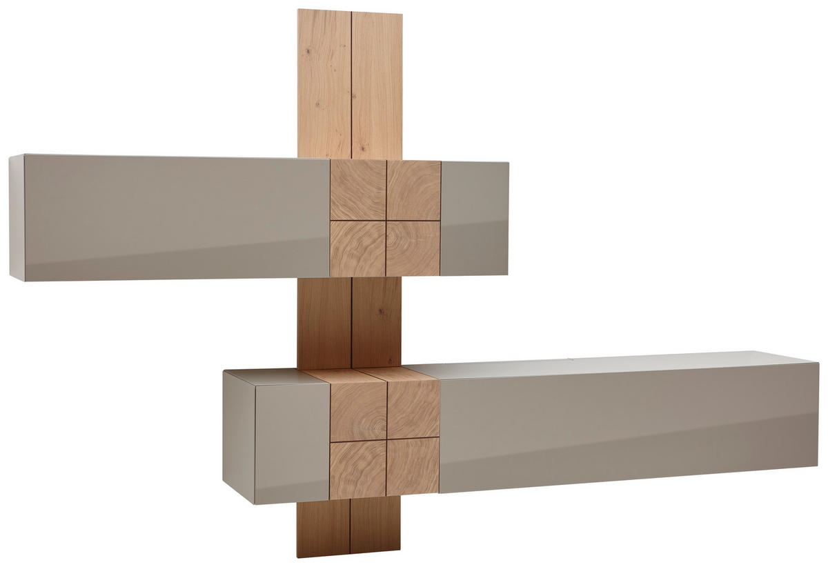 WOHNWAND  in Taupe, Eichefarben  286/190/42 cm  - Taupe/Eichefarben, Design, Holz/Holzwerkstoff (286/190/42cm) - Ambiente