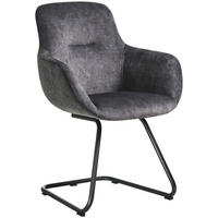 ARMLEHNSTUHL  in Edelstahl Velours  - Dunkelgrau/Schwarz, Basics, Textil/Metall (62/89/61cm) - Celina Home