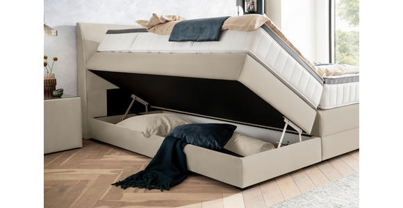 BOXSPRINGBETT 160/200 cm  in Beige  - Wengefarben/Beige, KONVENTIONELL, Holz/Textil (160/200cm) - Novel