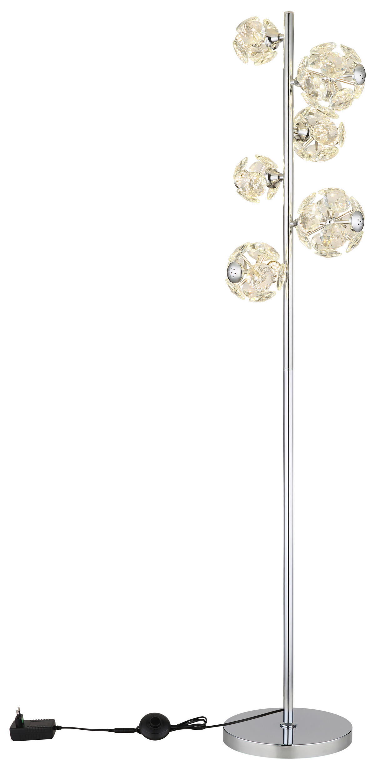 STOJEČA LED-SVETILKA  VIRINA //3000 K// - barve kroma/prosojno, Konvencionalno, kovina/umetna masa (38/28/155cm) - Globo