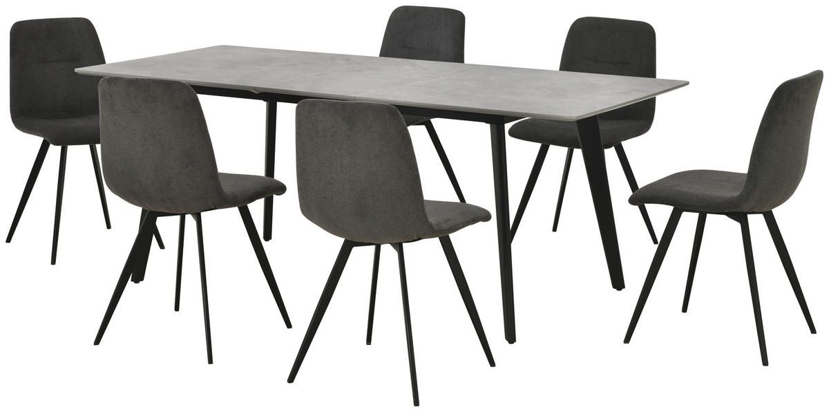 TISCHGRUPPE   - Schwarz/Grau, Design, Holz/Textil (160-200/90/75cm) - Boxxx