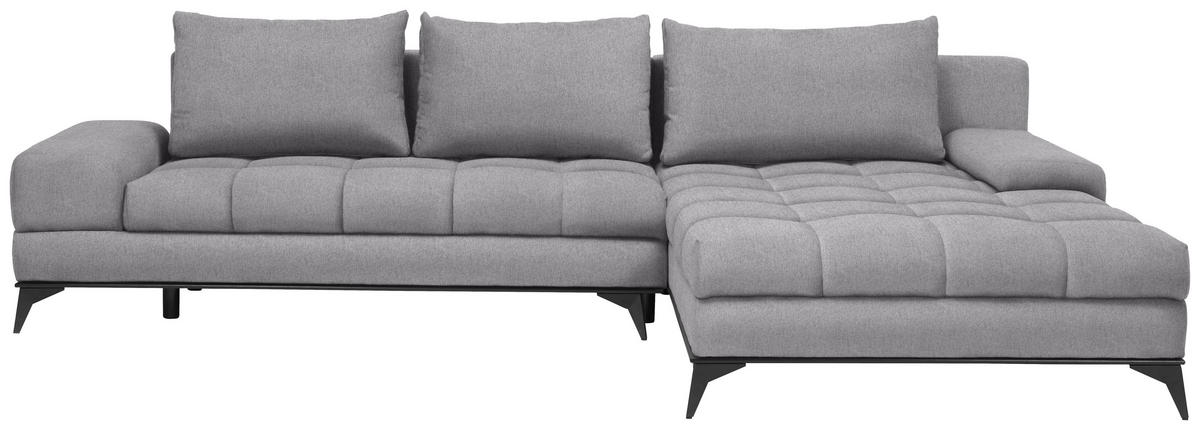 WOHNLANDSCHAFT Grau Webstoff  - Schwarz/Grau, Design, Textil/Metall (315/212cm) - Carryhome