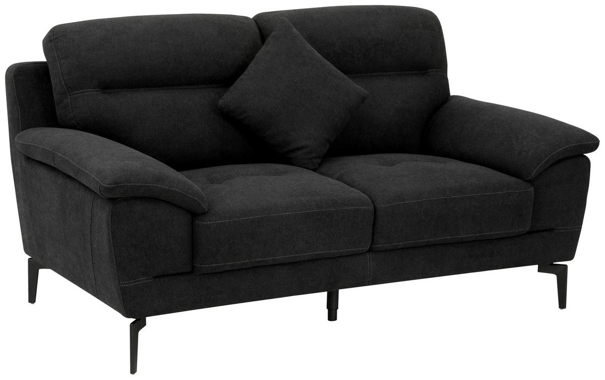 BOXSPRINGSOFA in Textil Schwarz  - Schwarz, KONVENTIONELL, Textil/Metall (175/92/94cm) - Livetastic