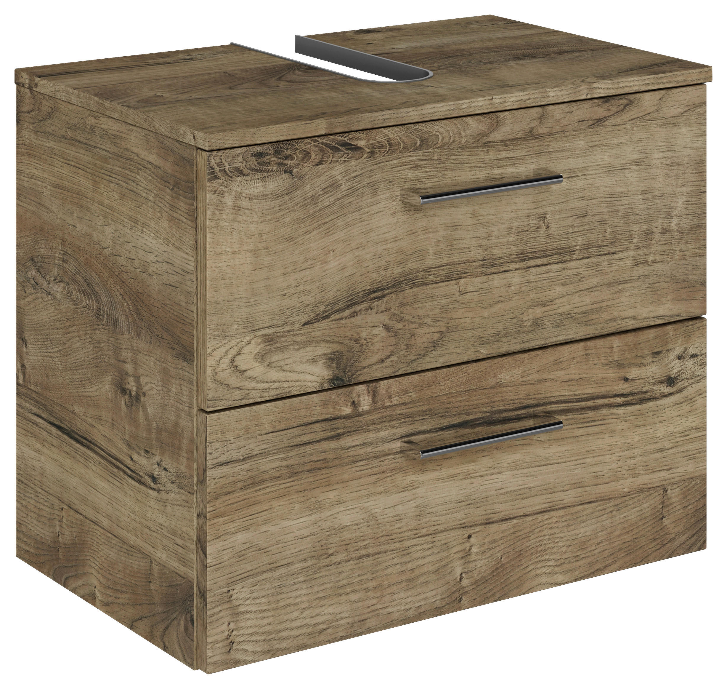 WASCHBECKENUNTERSCHRANK 60/49,8/38,3 cm  - Eiche dunkel/Chromfarben, KONVENTIONELL, Holzwerkstoff/Metall (60/49,8/38,3cm) - Sadena