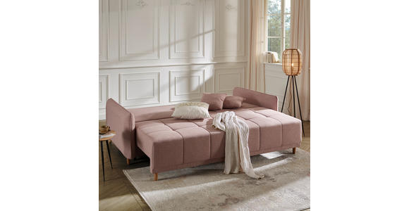 SCHLAFSOFA  mit Rücken echt Webstoff Rosa  - Eichefarben/Rosa, Design, Holz/Textil (227/98/113cm) - Carryhome