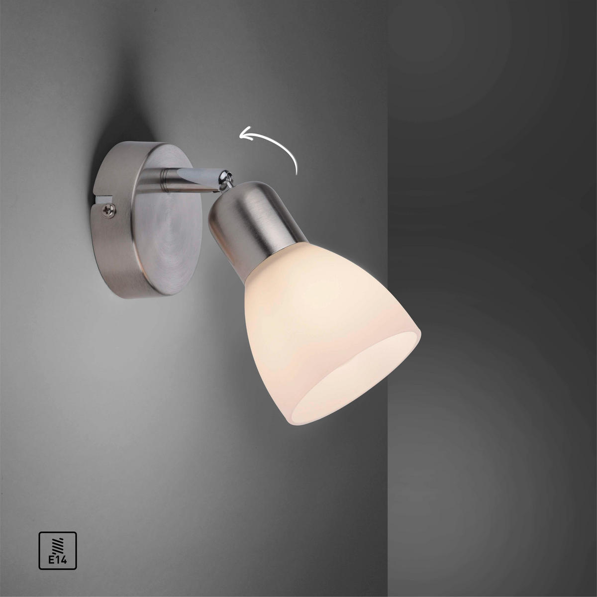 ZIDNA LAMPA - boja nerđajućeg čelika, Osnovno, staklo/metal (17,5/14,5/18cm)
